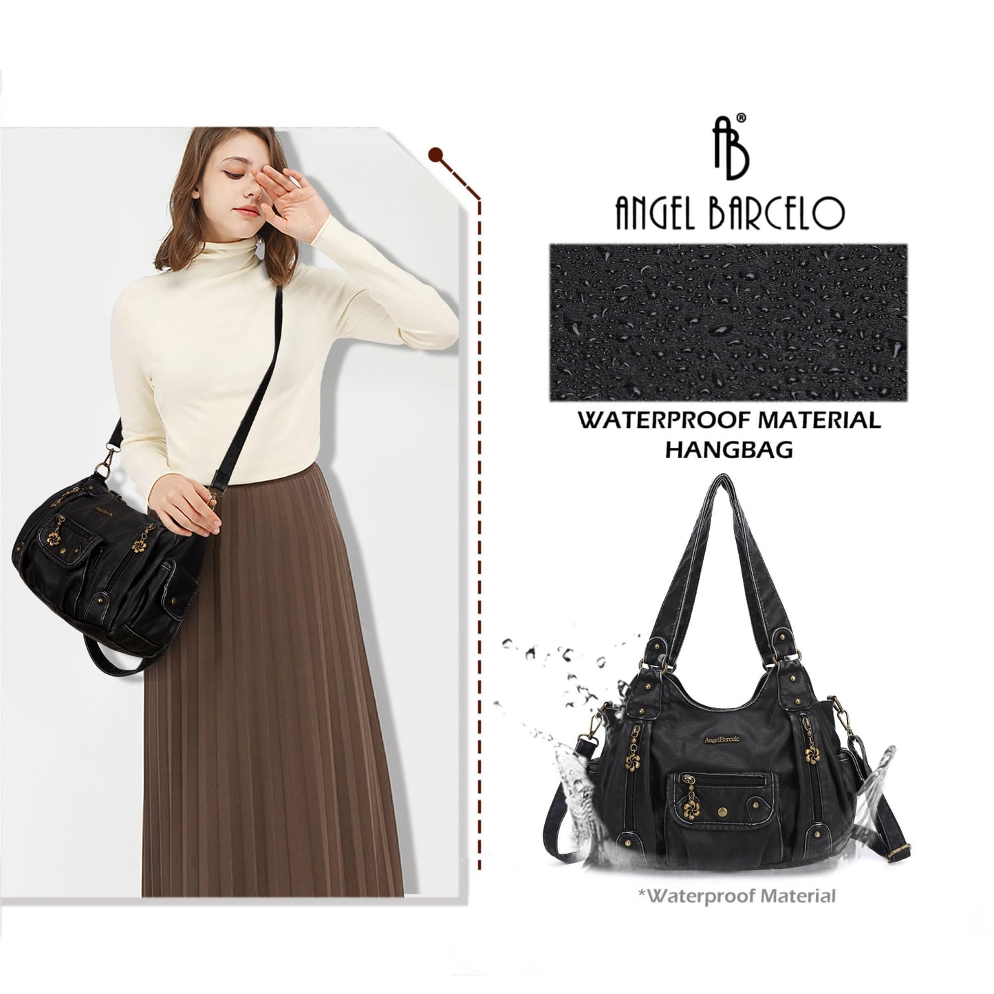 Angel Barcelo Purses for Women Soft PU Leather Shoulder Bag Crossbody Purse and Handbags