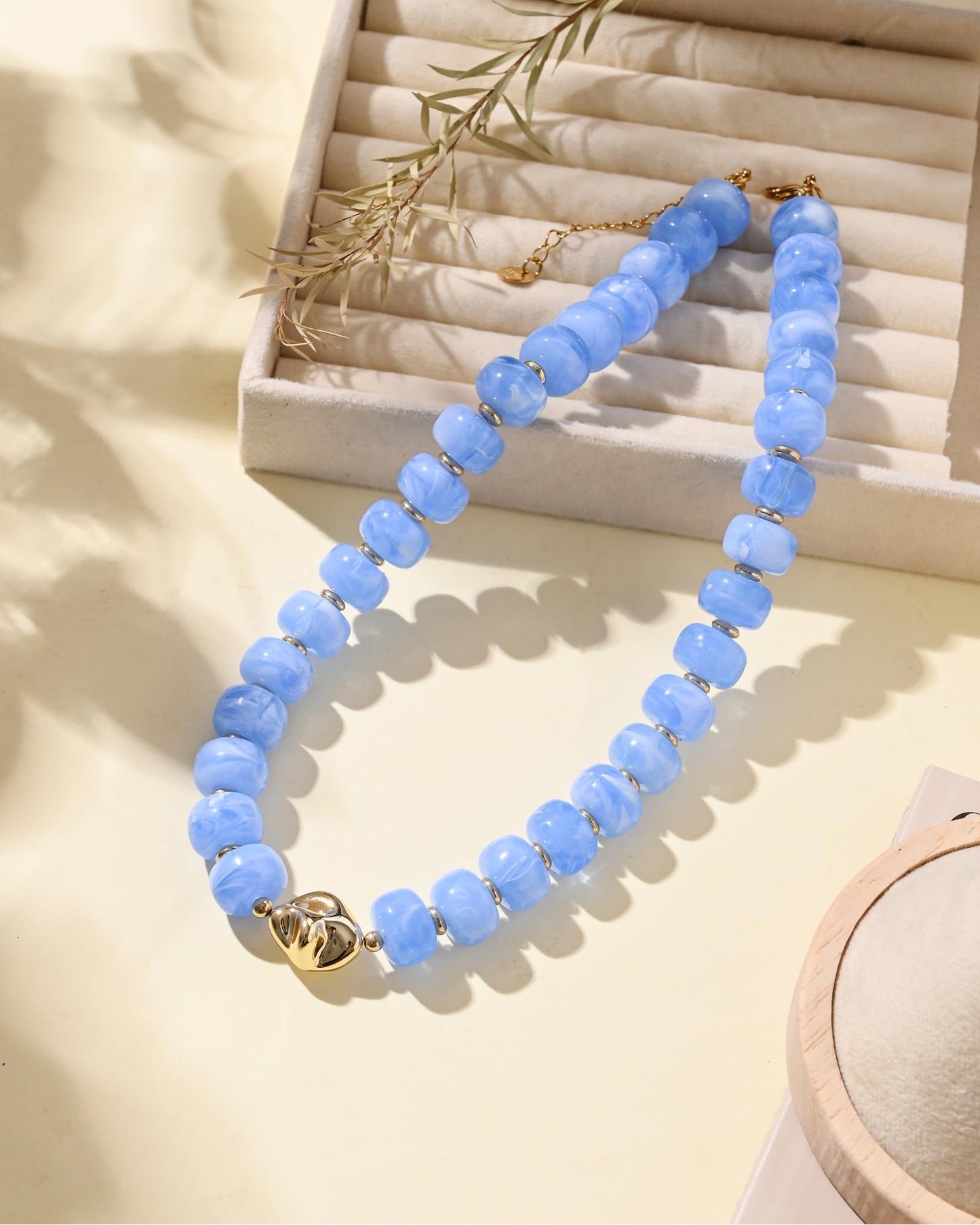 Chunky Beaded Statement Necklace for Women Trendy Colorful Boho Resin Bead Choker Necklaces Summer Handmade Jewelry Gifts Accessories