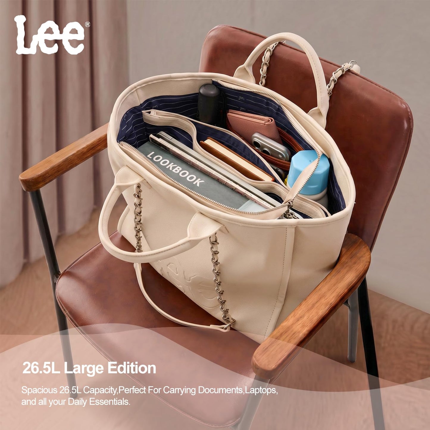 Lee Large Shoulder Tote Bag for Women Vegan Leather Top-Handle Bag