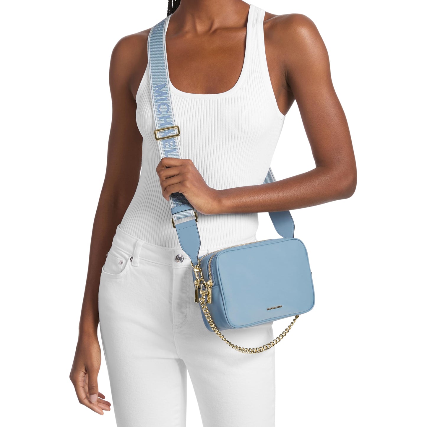 Michael Kors Bryant Medium Double Zip Chain Camera Crossbody Bag