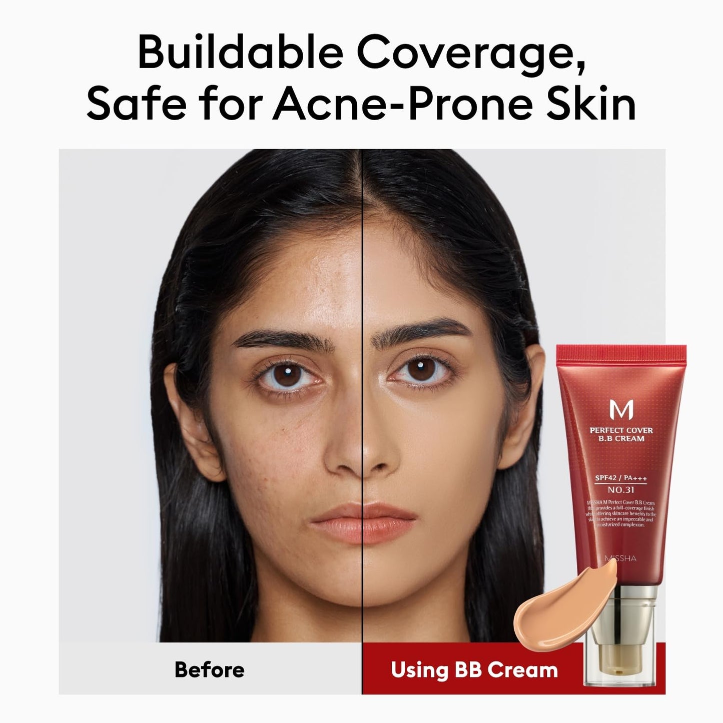 MISSHA M Perfect Cover BB Cream No.23 Natural Beige -Light/Medium with Cool/Neutral Undertone SPF 42 PA +++ 1.69 Fl Oz - Tinted Moisturizer for face with SPF