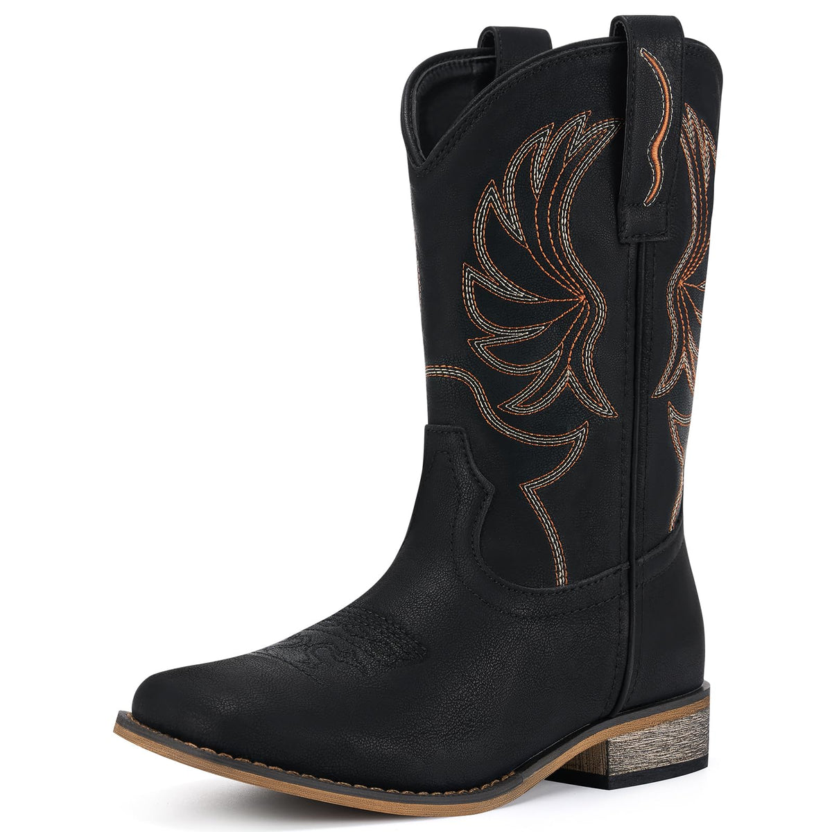 Rollda Kids Cowboy Boots for Boys Girls Western Square Toe Cowgirl Boots with Walking Heel (Toddler/Little Kid/Big Kid), Pull-on TabsRollda Kids Cowboy Boots for Boys Girls Western Square Toe Cowgirl Boots with Wa…