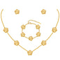 Gold Necklaces Bracelets Earring Set - 18K Gold Plated Flower Bracelet Chain,Stainless Steel Non Tarnish Floral Pendant Stud Jewelry Sets,Christmas Birthday Lucky Gift for Mom Wife Daughter Girlfriend