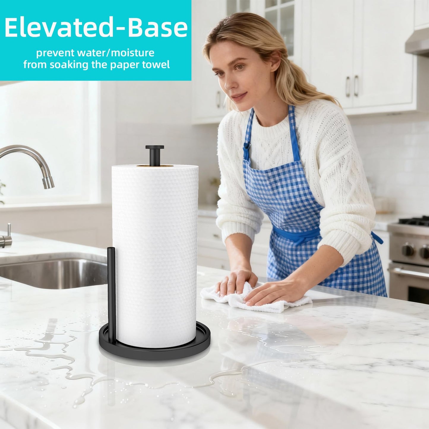 Paper Towel Holder Countertop with Anti Slip Weighted Base