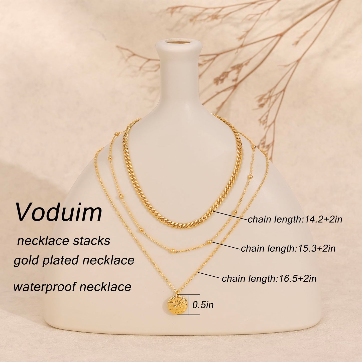 Layered Necklaces for Women, Dainty 14K Gold Plated Circle Peadant Chain Necklace Set Simple Paperclip Stacked Necklaces for Women Trendy Gold Jewelry