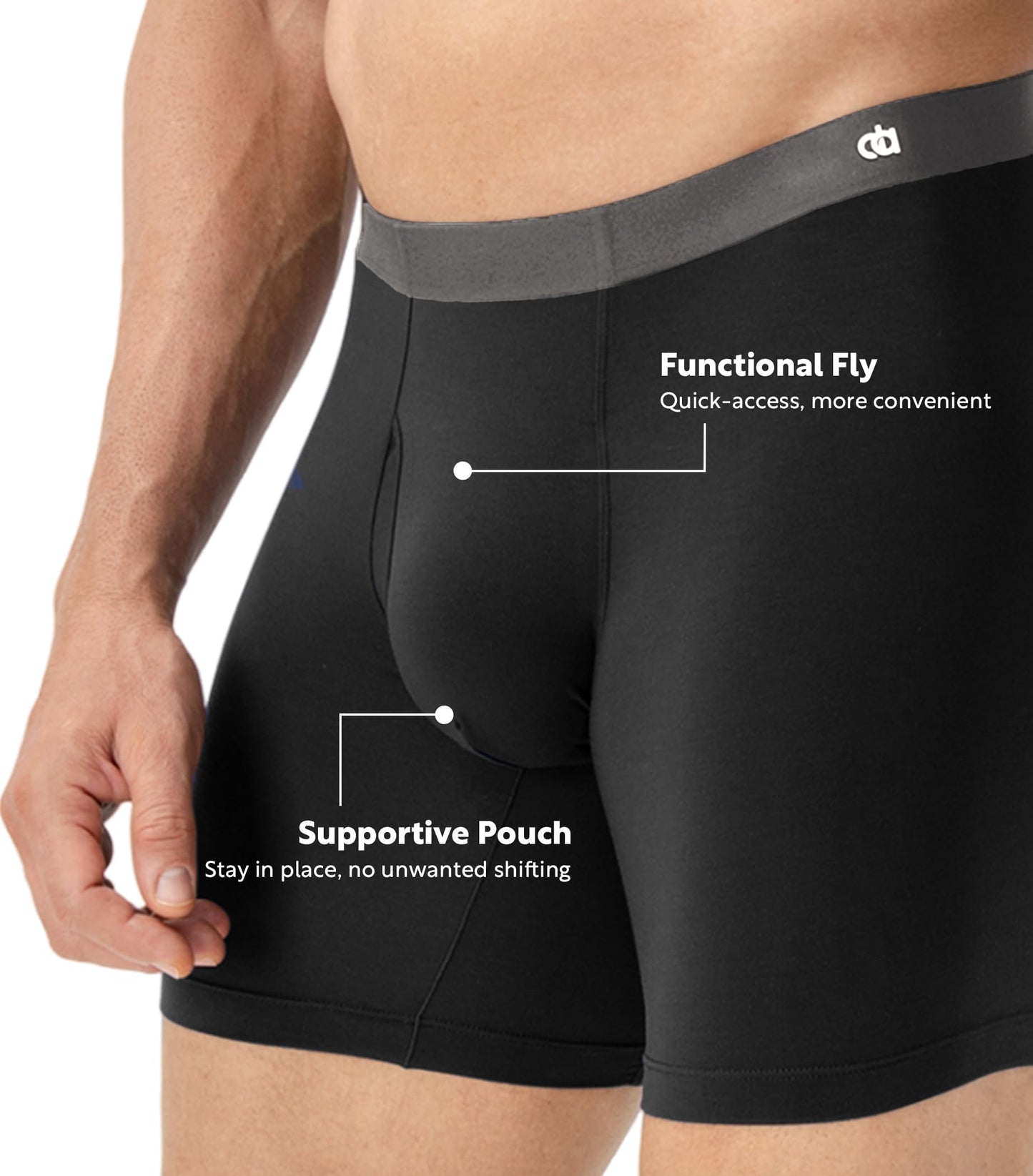 DAVID ARCHY Men's Ultra Soft Underwear Modal Boxer Briefs Slim Fit 6.5" | Second Skin Fabric Breathable, Smooth Low-Profile Waistband, Easy Access Side Fly, Tagless Anti Chafing for All-day Comfort