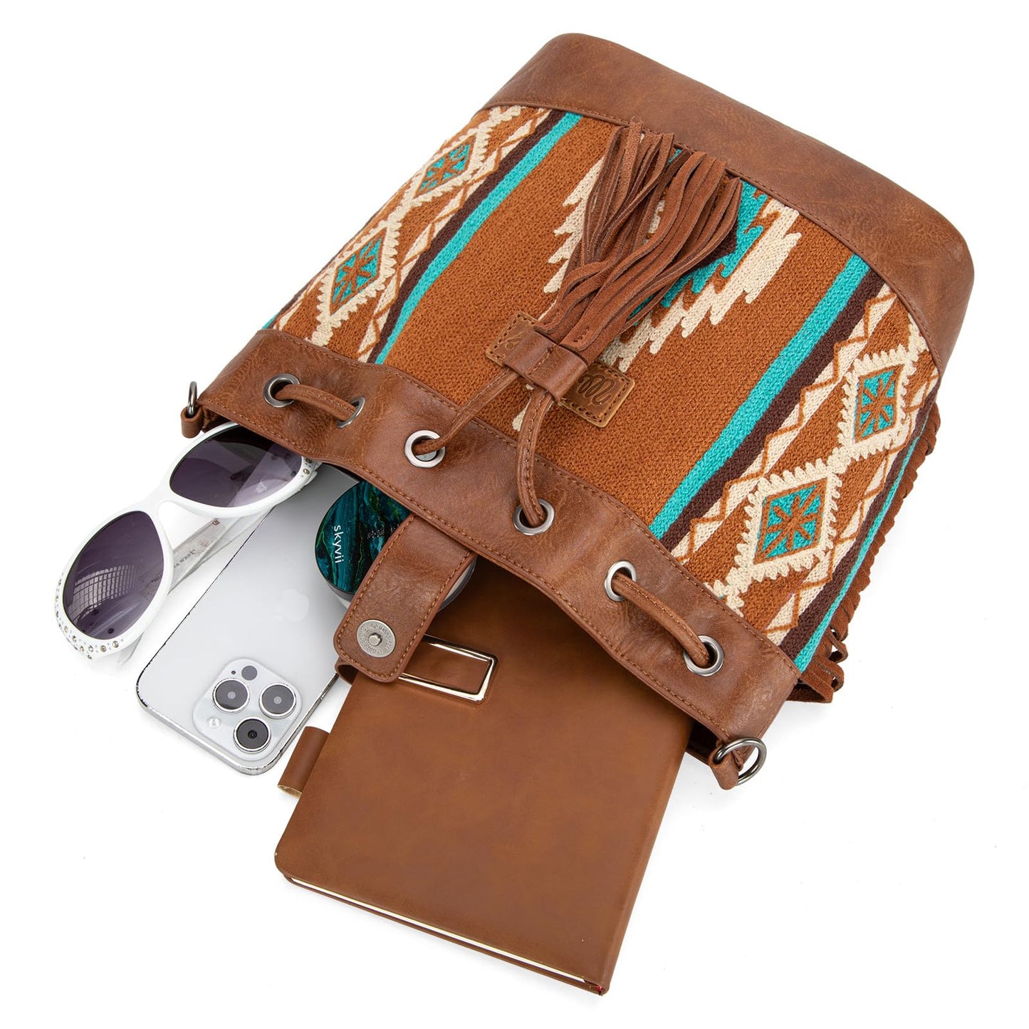 Wrangler Hobo Bags for Women Designer Aztec Bucket Purses Western Tapestry Shoulder Handbags