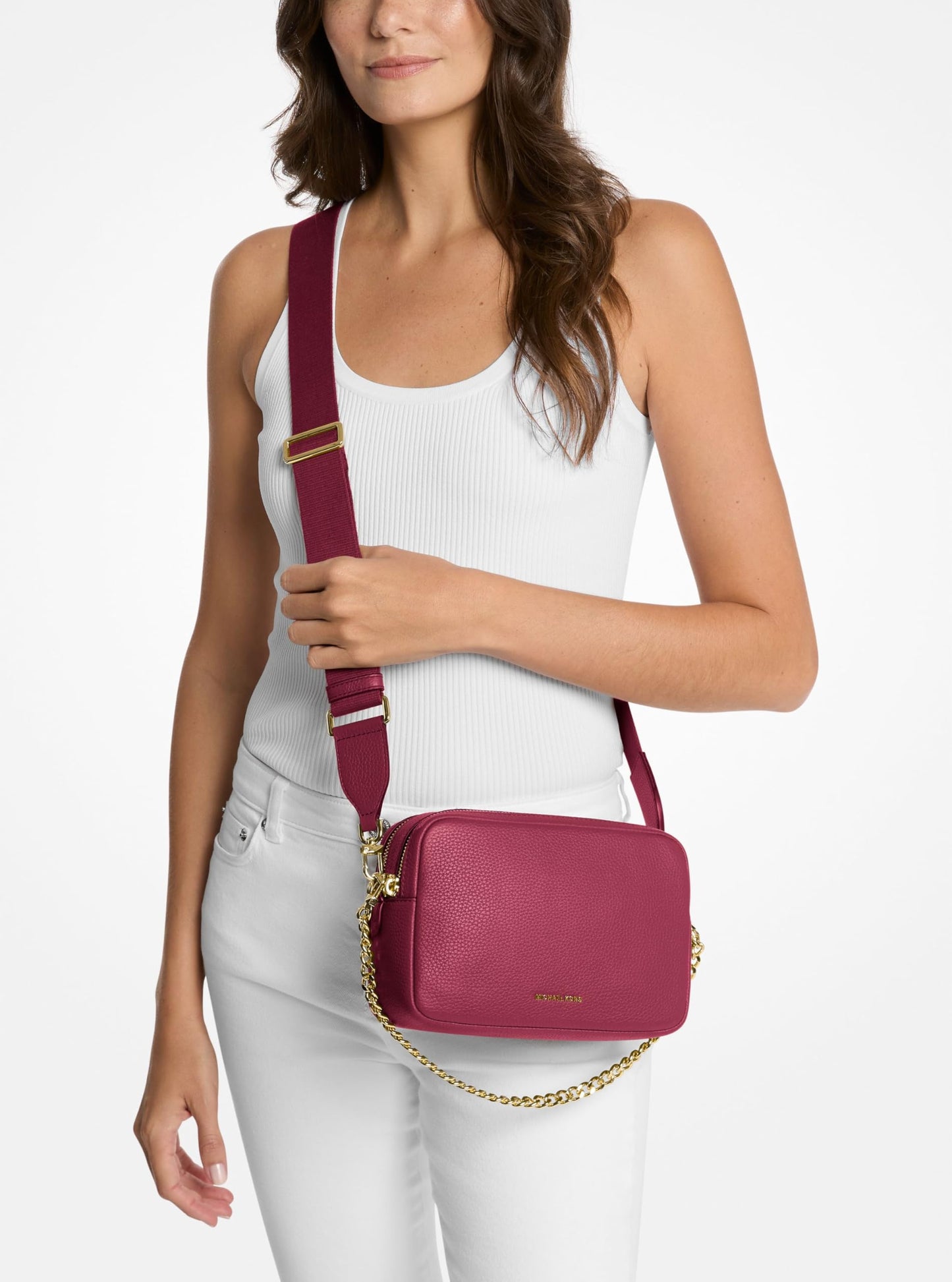 Michael Kors Bryant Medium Double Zip Chain Camera Crossbody Bag