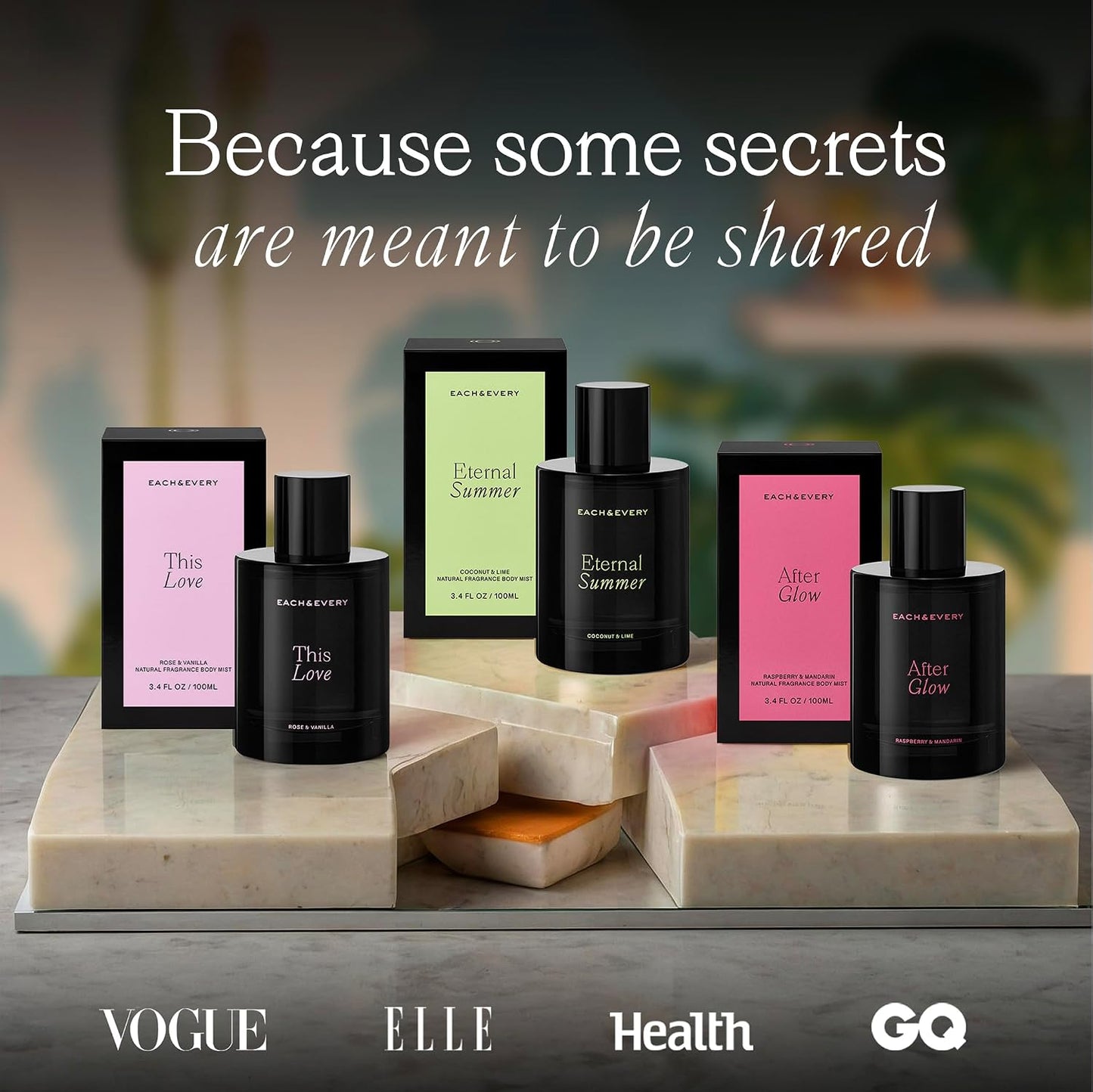 Each & Every Hair & Body Mist Bundle for Women & Men – 100% Natural Fragrance, Vegan & Cruelty-Free – After Glow, Eternal Summer & This Love Scents, 3-Pack