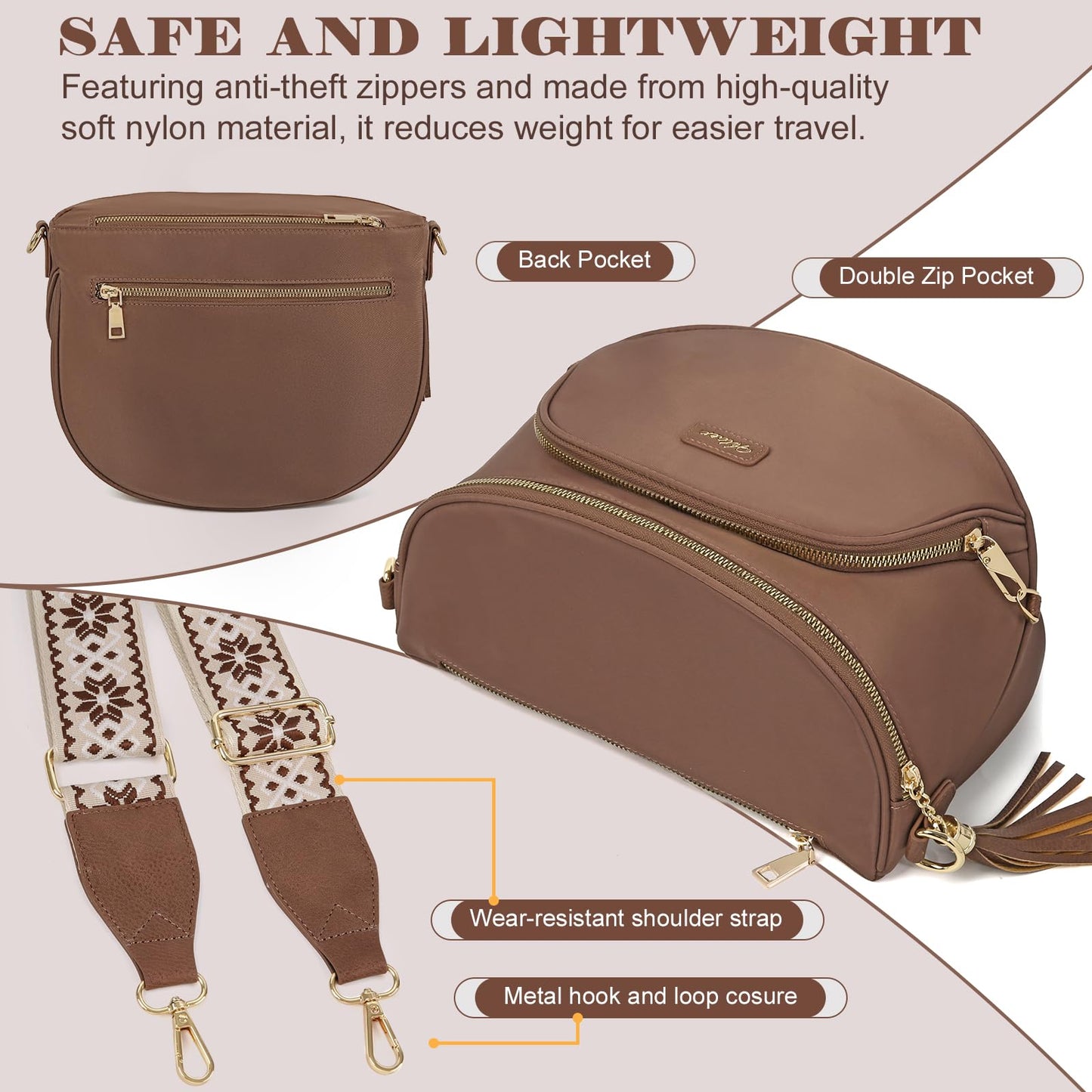 Checkered Crossbody Bag Anti Theft Spacious Bum Bags for Women Nylon Fanny Packs Lightweight Purse Wallet for Travel