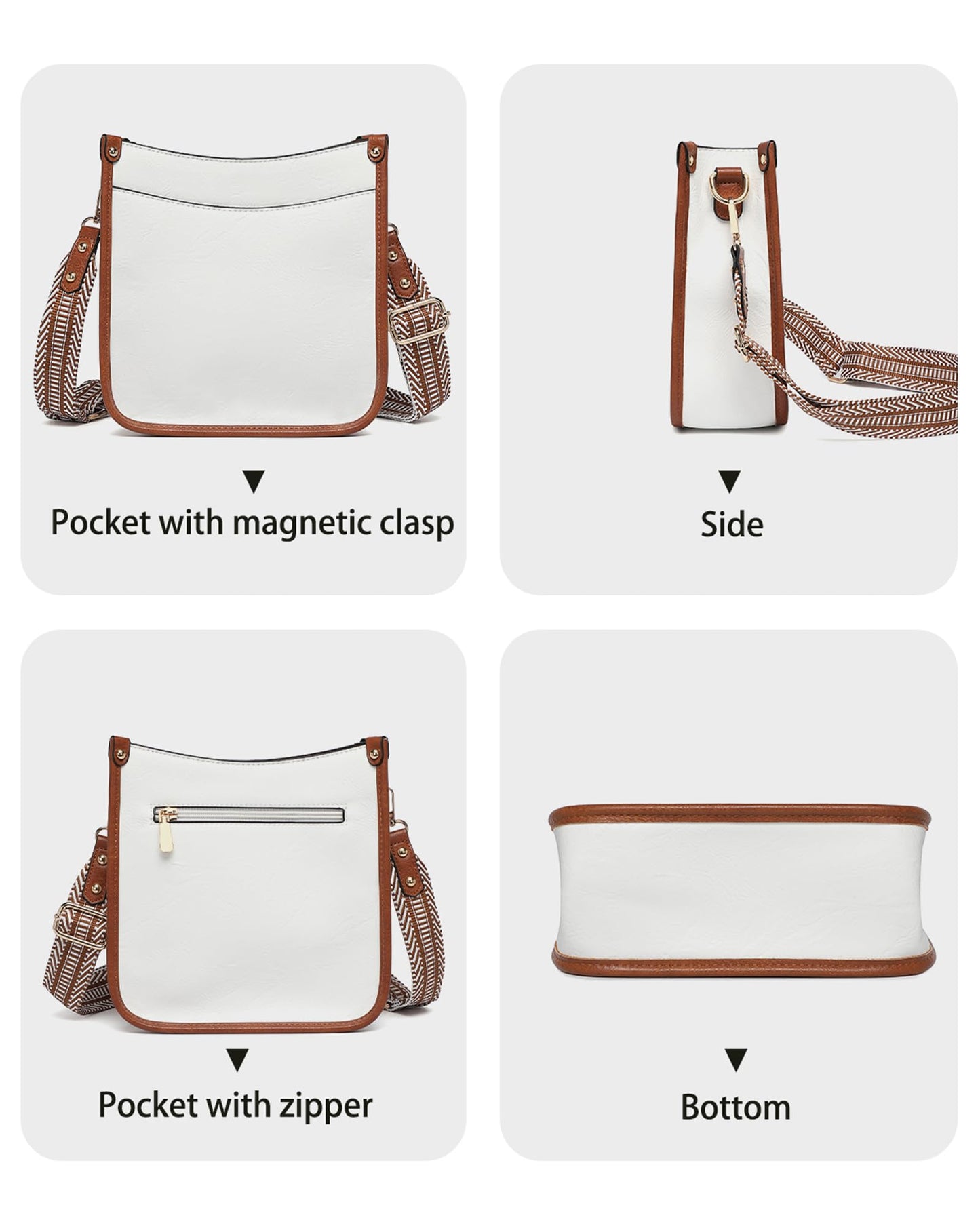 Purses for Women 3PCS, Crossbody Bags Set Large Leather Purse Shoulder Handbags with Wallet Adjustable Straps for Ladies Tote