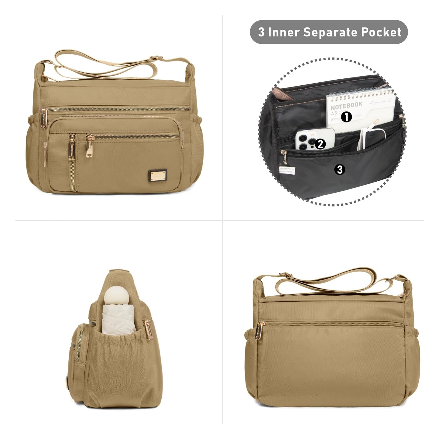 NPBAG Crossbody Bag for Women, Shoulder Purse Handbag Messenger Bag, Trendy Pocketbooks, Waterproof and Multi-Pockets