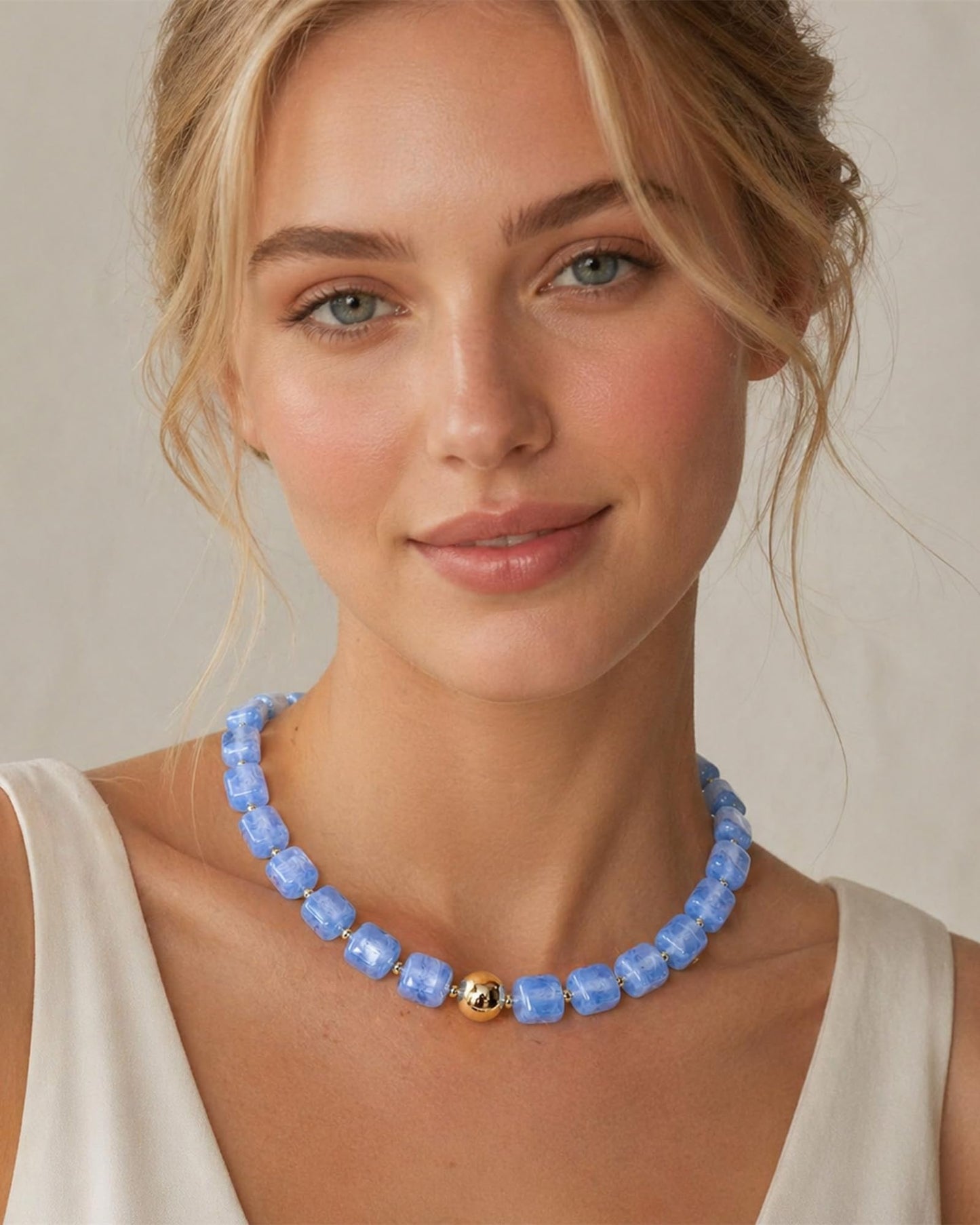 Chunky Beaded Statement Necklace for Women Trendy Colorful Boho Resin Bead Choker Necklaces Summer Handmade Jewelry Gifts Accessories