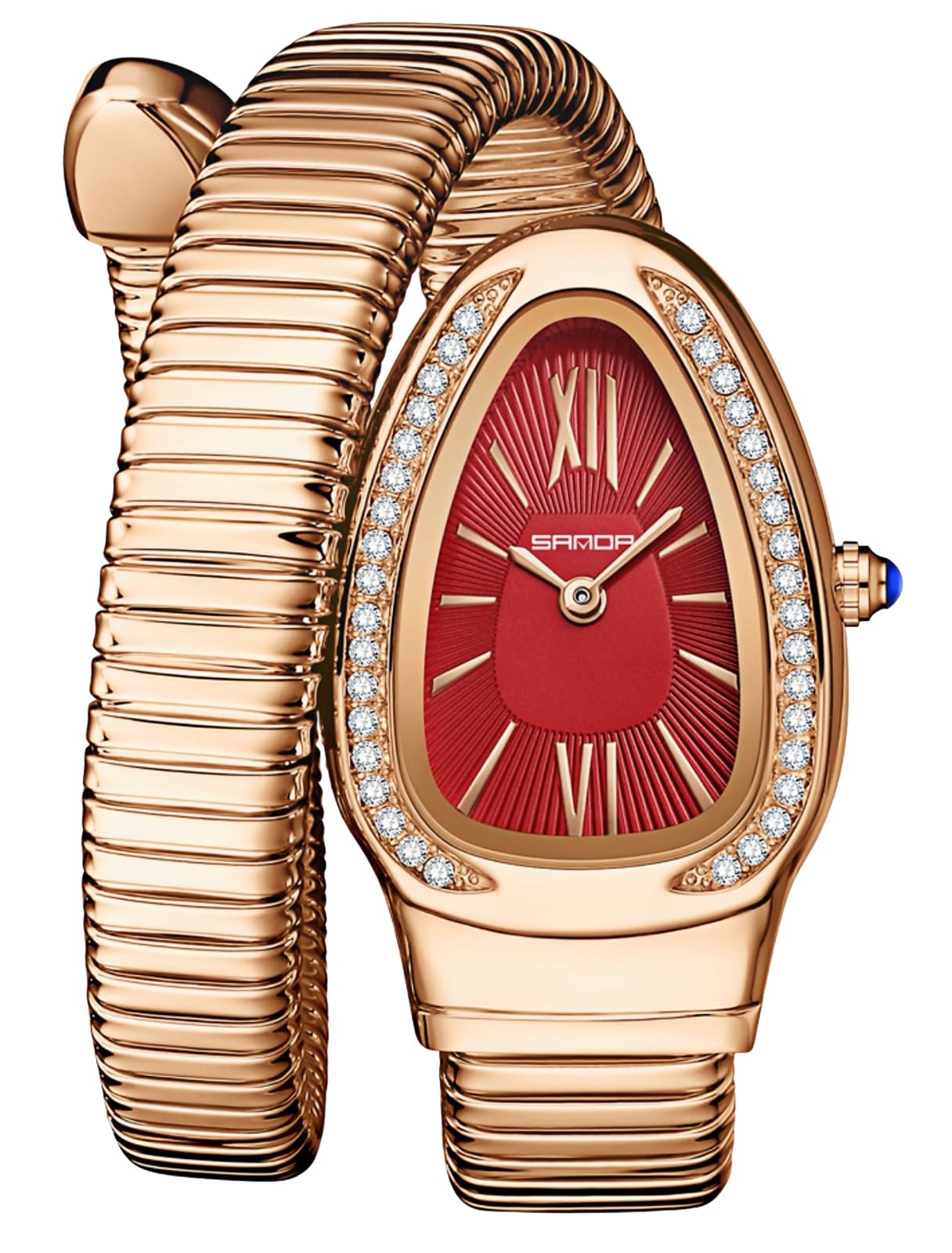 Gosasa Snake Bracelet Watch for Women, Elegant Wrap Around Bangle Wristwatch, Fashion Jewelry Style Quartz Watch, Adjustable Cuff Serpenti Watch for Dress & Gift