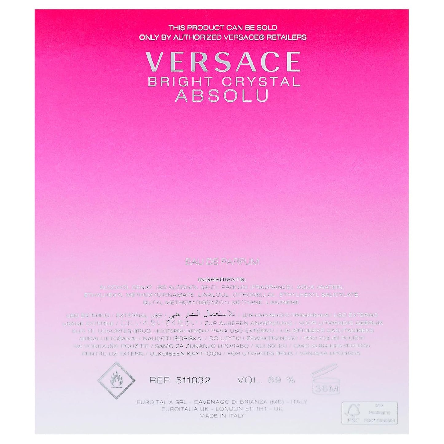Versace Bright Crystal Absolu for Women 3.0 oz Eau de Parfum Spray