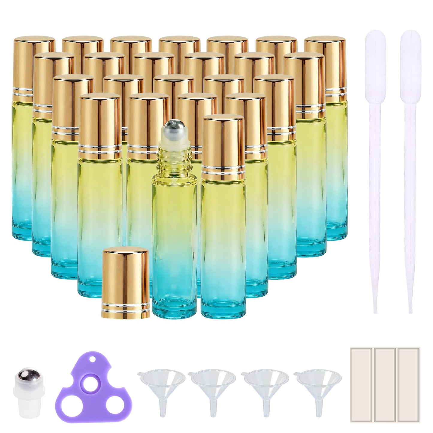 PrettyCare 4 Pack Amber Glass Oil Roller Bottles for Essential Oils 10ml, Roll On Bottles with Stainless Steel Roller Ball Leak-Proof Perfume Travel Refillable Bottle Empty, Beauty & Personal Care