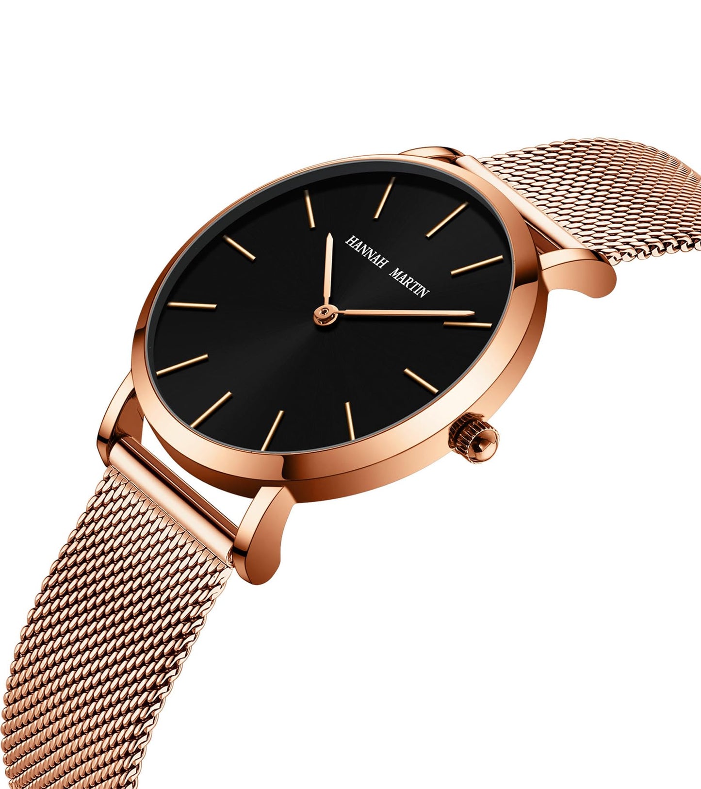 HANNAH MARTIN Watches for Women Analog Women's Watch with Stainless Steel Expansion Band Minimalist Slim Dial 30M Waterproof Ladies Dress Wristwatch for Casual Daily Business