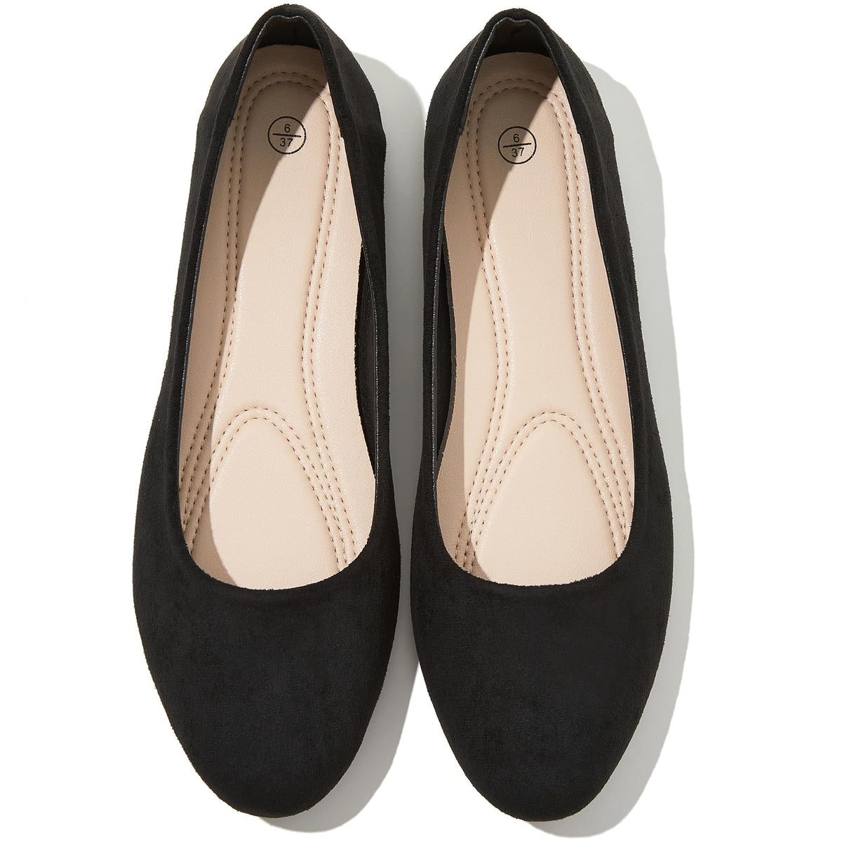 Shupua Flats for Women Round Toe Black Ballet Flats Work Shoes, Size 7Shupua Flats for Women Round Toe Black Ballet Flats Work Shoes, Size 7