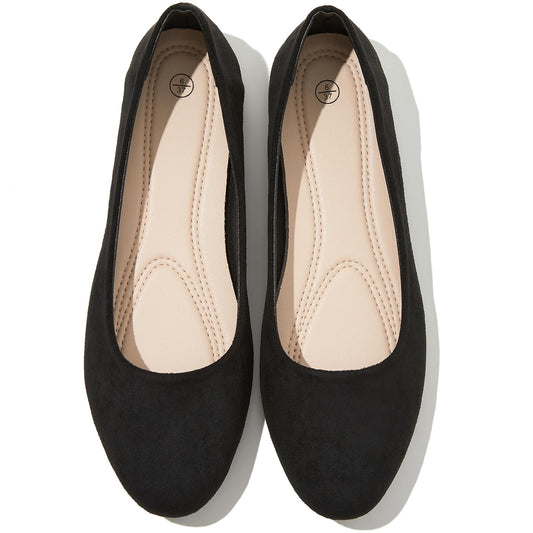 Shupua Flats for Women Round Toe Black Ballet Flats Work Shoes, Size 7Shupua Flats for Women Round Toe Black Ballet Flats Work Shoes, Size 7