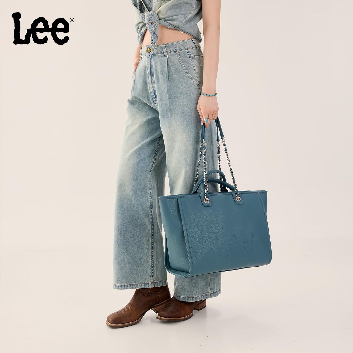Lee Large Shoulder Tote Bag for Women Vegan Leather Top-Handle Bag