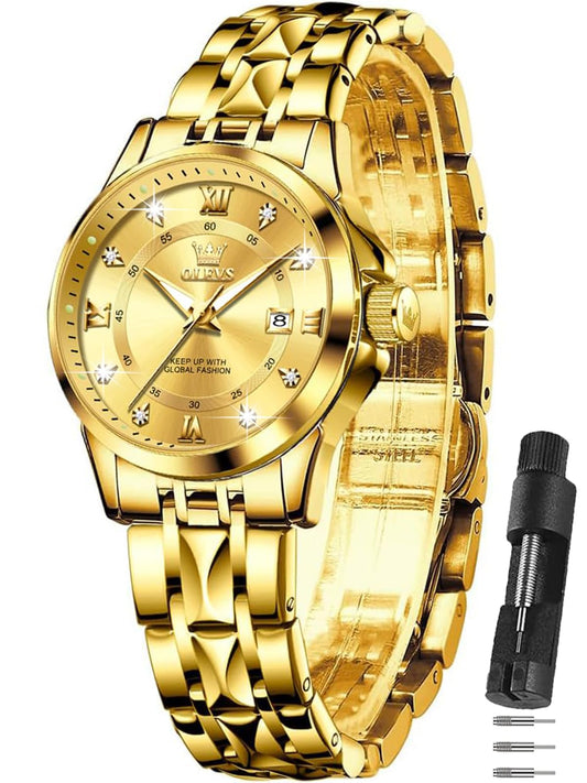 OLEVS Watch Women Two Tone Watches for Women with Date Dress Womens Watches for Small Wrists Luxury Easy Read Womens Watch Waterproof Blue/Black/Gold/Silver Dial Reloj para Mujer