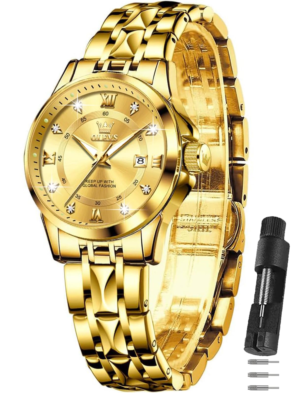 OLEVS Watch Women Two Tone Watches for Women with Date Dress Womens Watches for Small Wrists Luxury Easy Read Womens Watch Waterproof Blue/Black/Gold/Silver Dial Reloj para Mujer