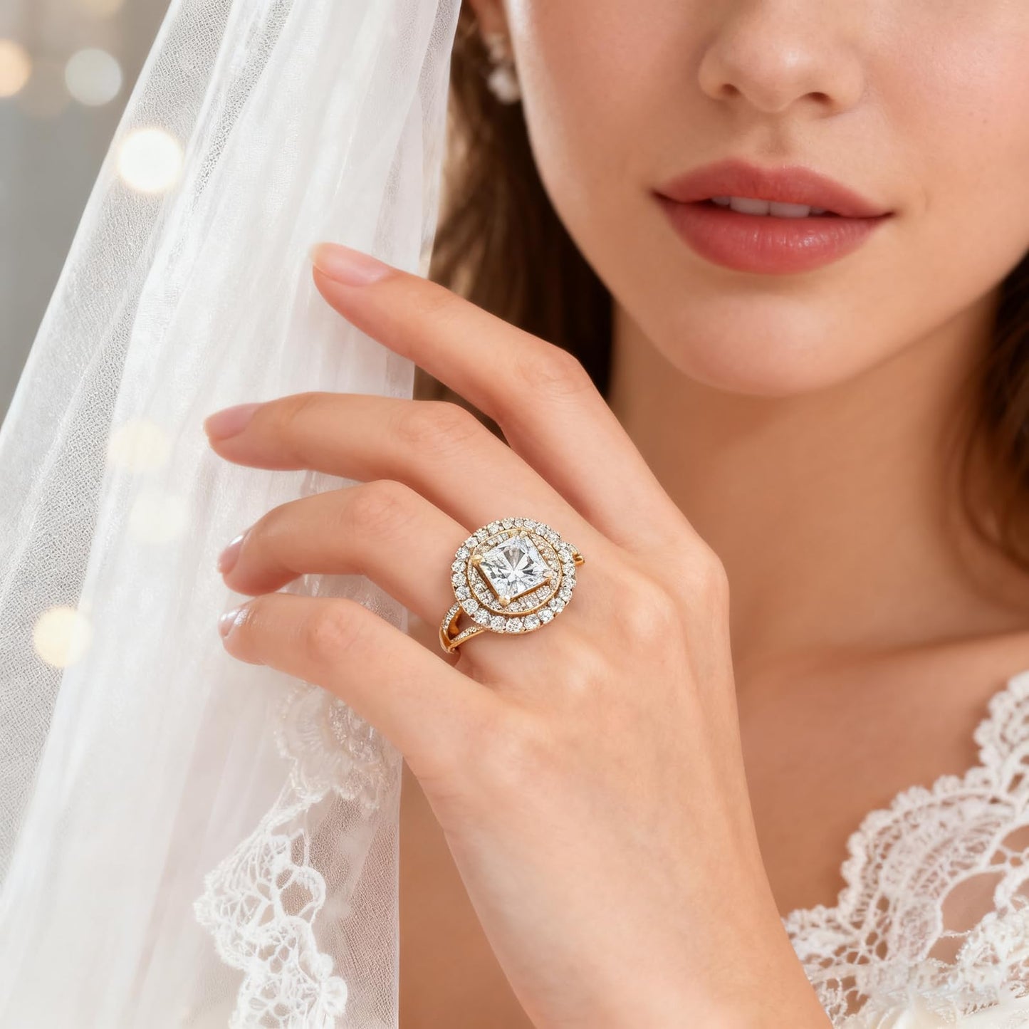 Personalized Princess Cut Moissanite Engagement Ring for Women – 10K/14K/18K Gold Custom Promise, Wedding & Anniversary Ring with Luxury Gift Box