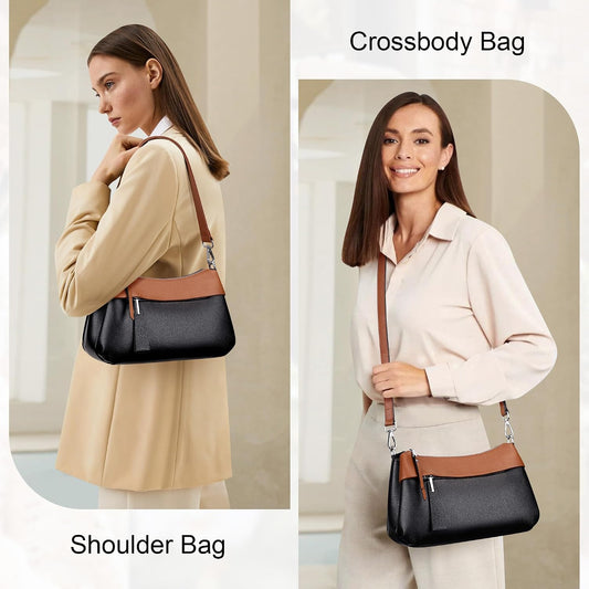 Over Earth Genuine Leather Crossbody Bags for Women Small Crossbody Handbag Shoulder Purses with 2 Detachable Straps