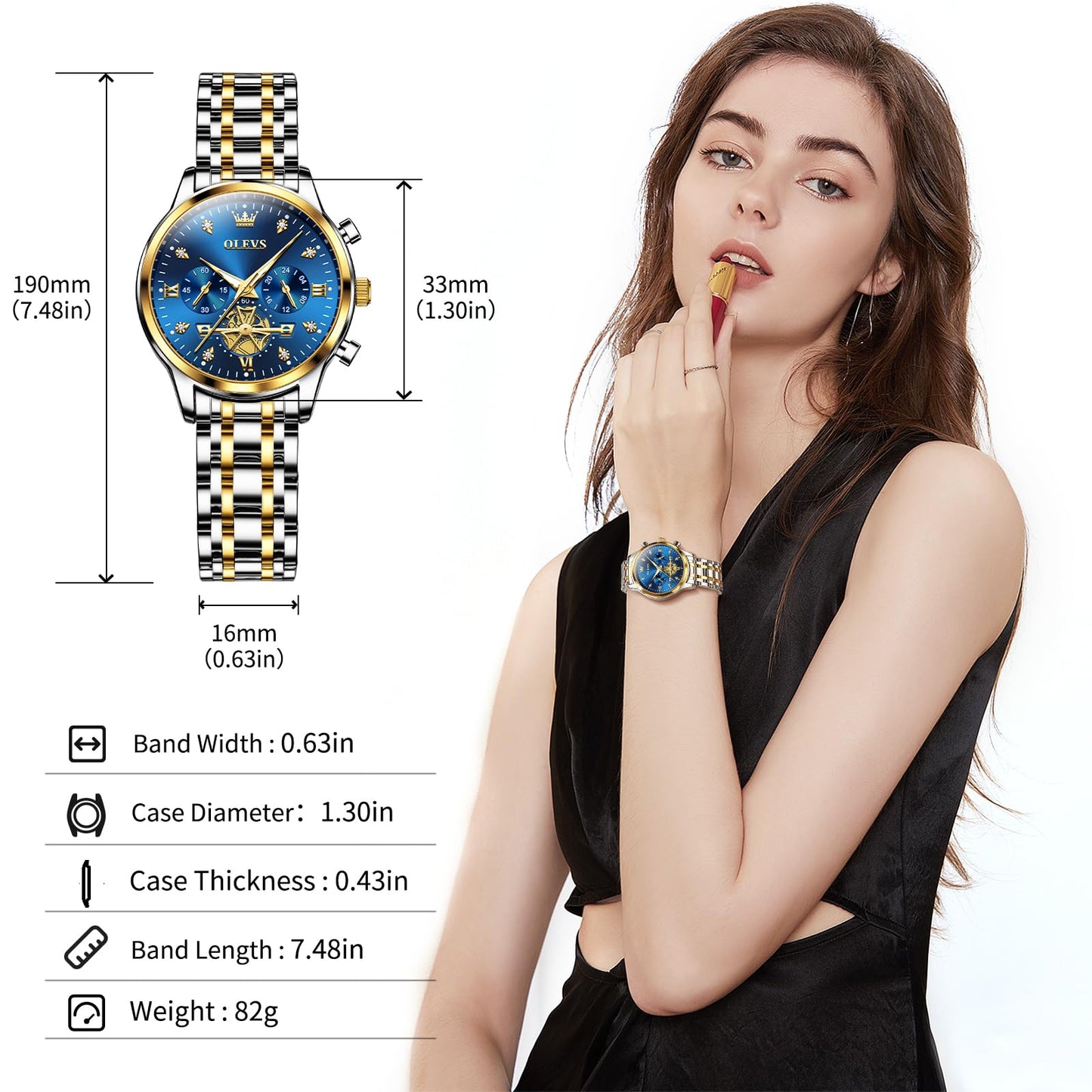OLEVS Watch Women Silver Watches for Women Luxury for Small Wrists Dress Stainless Steel Women's Wrist Watches Easy to Read Reloj para Mujer Black/Blue/Gold/Green/Pink/Purple