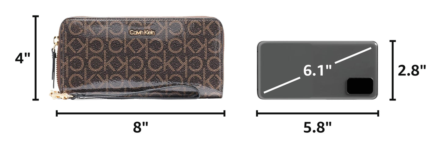 Calvin Klein Women's Key Item Saffiano Continental Zip Around Wallet With Wristlet Strap