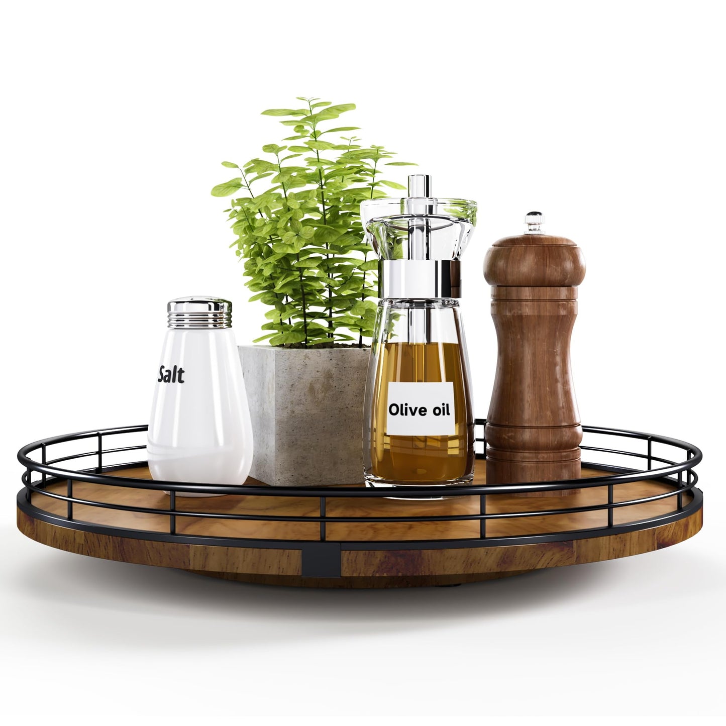 AMH Lazy Susan Wooden Organizer for Table Top