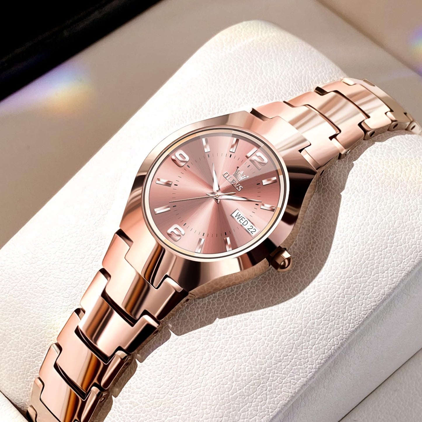 OLEVS Watch Women Luxury Dainty Vintage Square/Round Small Watches for Women Waterproof Stainless Steel Analog Women's Watches with Day Date Fashion Dress Easy Read Female Watch Reloj para Mujer