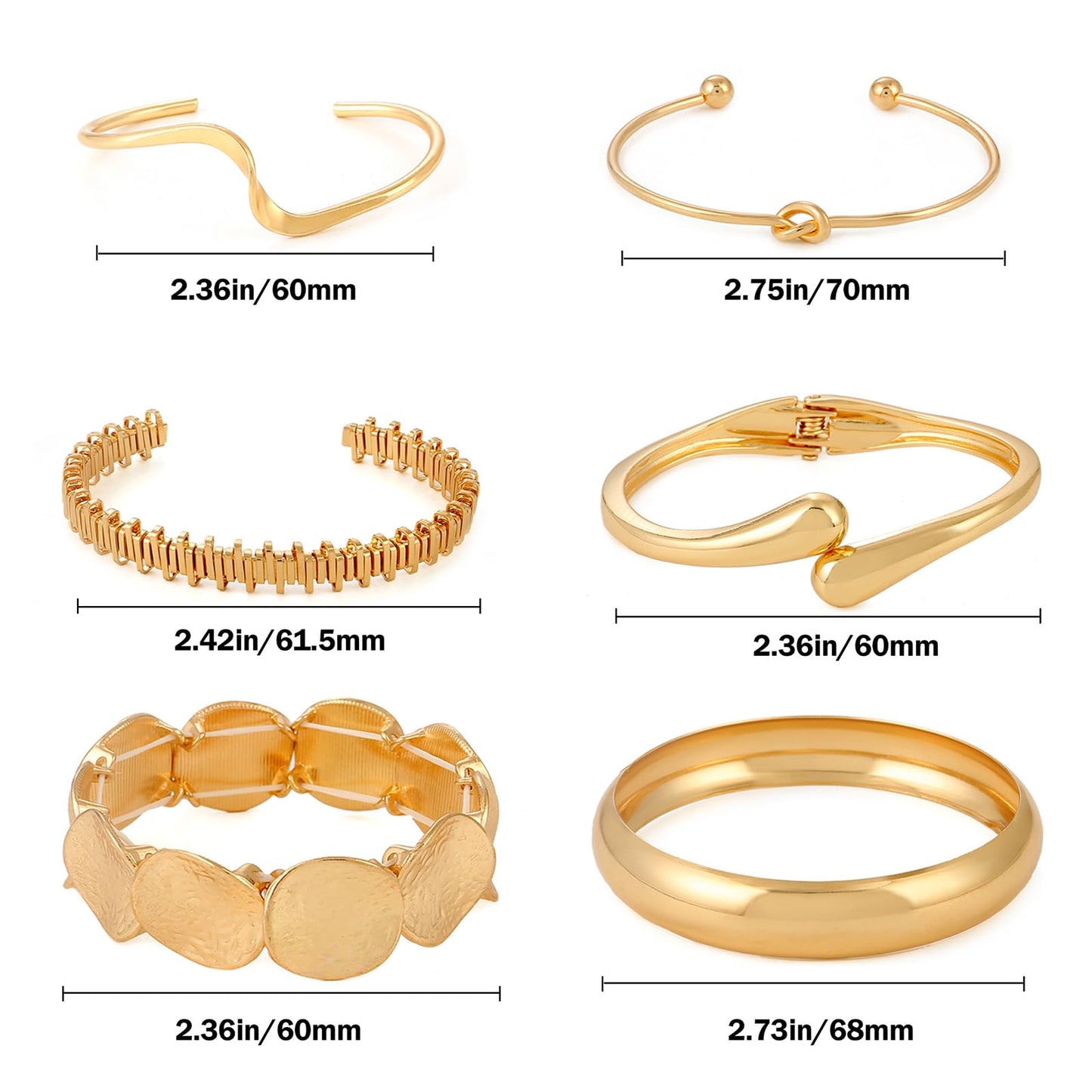 ILGANT Gold Bangle Bracelets for Women Gold Plated Chunky Cuff Bangle Bracelet Stackable Multi Layer Bangles Fashion Jewelry Set