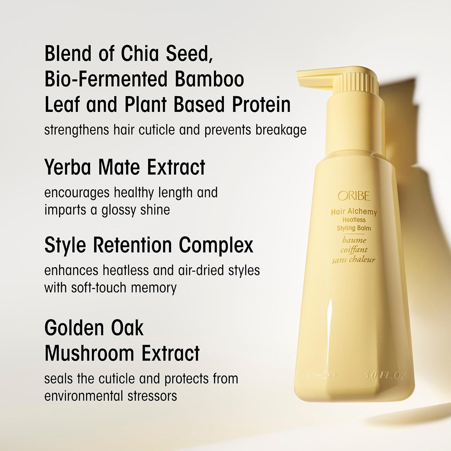 Oribe Hair Alchemy Heatless Styling Balm - Defines Heatless & Air-Dried Styles - Reduces Breakage & Strengthens Hair - Softens, Adds Shine & Smooths Frizz - For Fine & Medium Hair - 5 oz