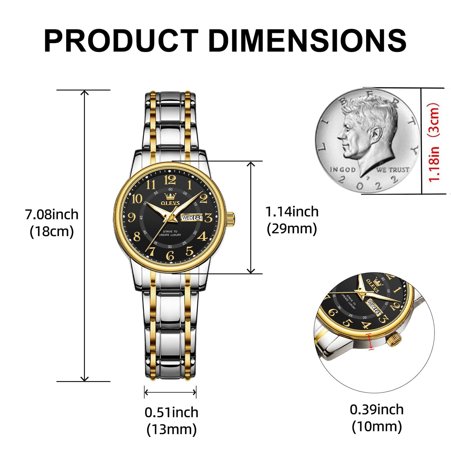 OLEVS Watch for Women Luxury Fashion Diamond Classic Arabic Dial Wrist Women's Watches with Date Waterproof Stainless Steel Quartz Ladies Watch