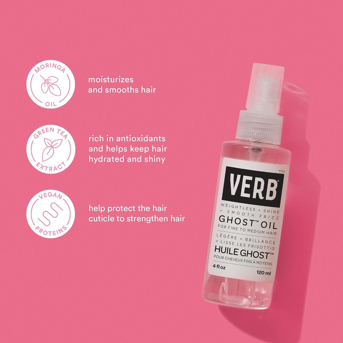 VERB Ghost Oil - Weightless Hair Oil for Fine to Medium Hair - Smooths Frizz, Adds Shine - No Parabens, Gluten or Harmful Sulfates