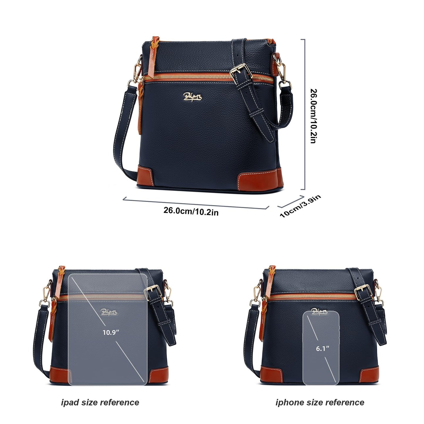 BOYATU Leather Crossbody Bag for Women: Designer Shoulder Purse for Travel - Trendy Genuine Leather Handbag for Everyday