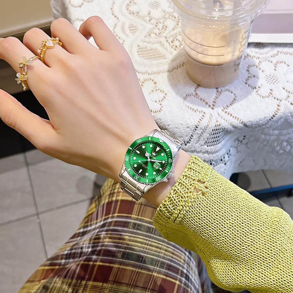 OLEVS Watch Women Silver Watches for Women Luxury for Small Wrists Dress Stainless Steel Women's Wrist Watches Easy to Read Reloj para Mujer Black/Blue/Gold/Green/Pink/Purple