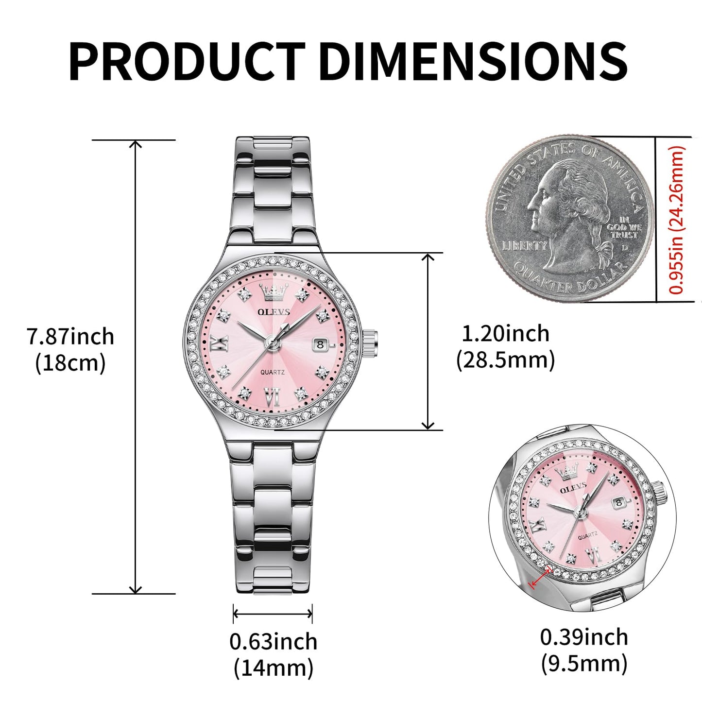 OLEVS Watch for Women Luxury Fashion Diamond Classic Arabic Dial Wrist Women's Watches with Date Waterproof Stainless Steel Quartz Ladies Watch