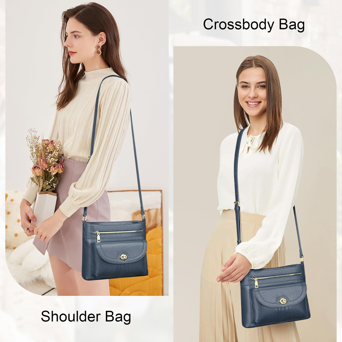 Over Earth Genuine Leather Crossbody Bags for Women Trendy Purses and Ladies Shoulder Handbags