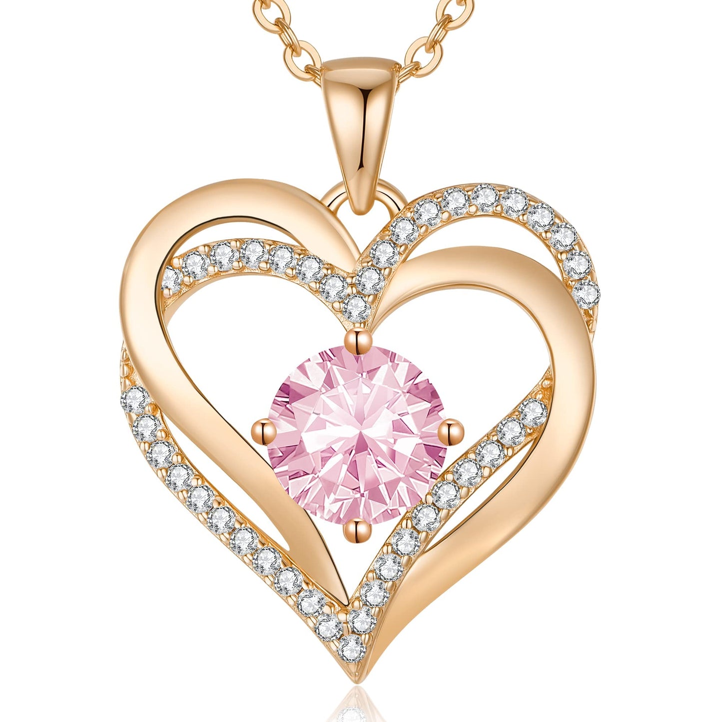 LOUISA SECRET Double Love Heart Birthstone Necklaces for Women, Birthday Gift for Girlfriend, Anniversary Jewelry Gift for Her, 925 Sterling Silver Jewelry Christmas Anniversary Birthday Present Gifts for Wife Girlfriend Mom Grandma Daughter