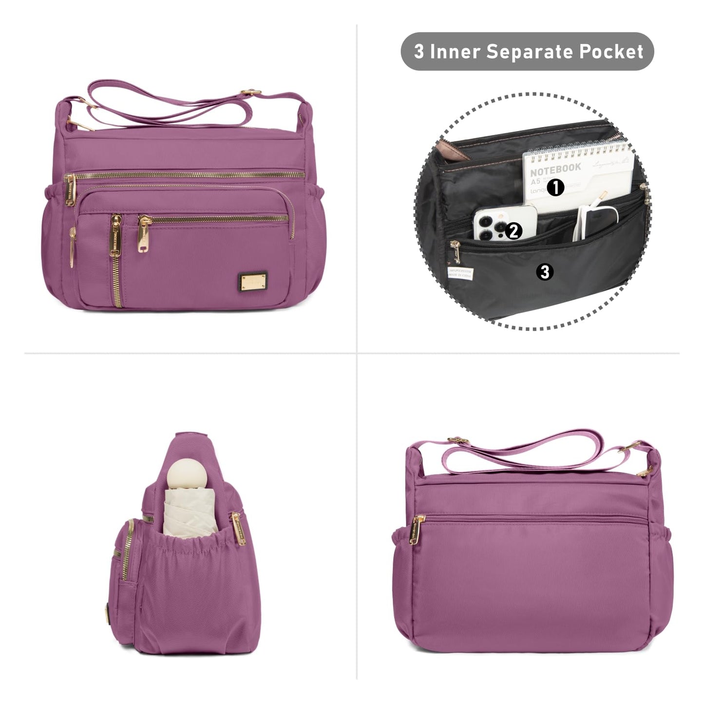 NPBAG Crossbody Bag for Women, Shoulder Purse Handbag Messenger Bag, Trendy Pocketbooks, Waterproof and Multi-Pockets