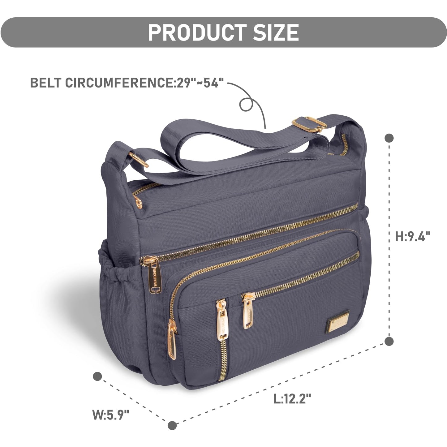 NPBAG Crossbody Bag for Women, Shoulder Purse Handbag Messenger Bag, Trendy Pocketbooks, Waterproof and Multi-Pockets