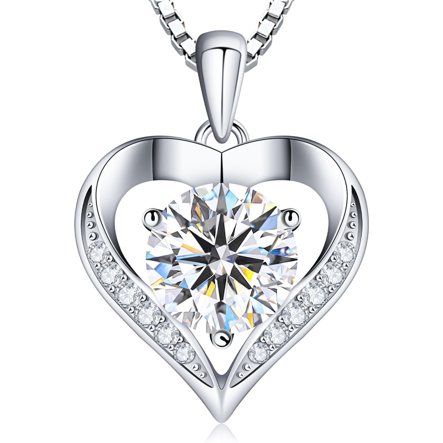 Gorgeous Moissanite Necklaces for Women - Sterling Silver 1-3CT D Color Moissanite Pendant Necklace, Mother Day Birthday Gifts for Mom Wife Girlfriend Daughter, Wedding Anniversary Christmas Jewelry Gift