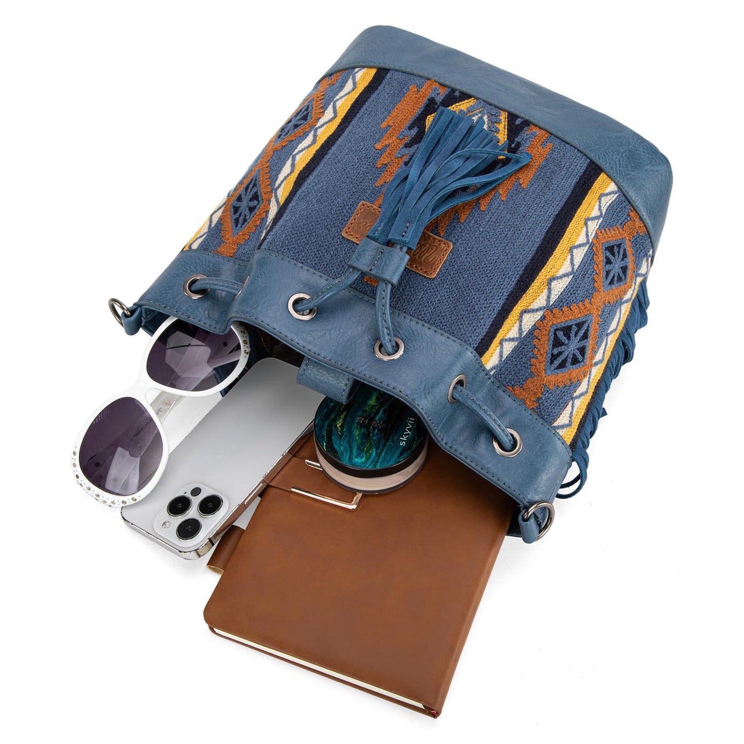 Wrangler Hobo Bags for Women Designer Aztec Bucket Purses Western Tapestry Shoulder Handbags