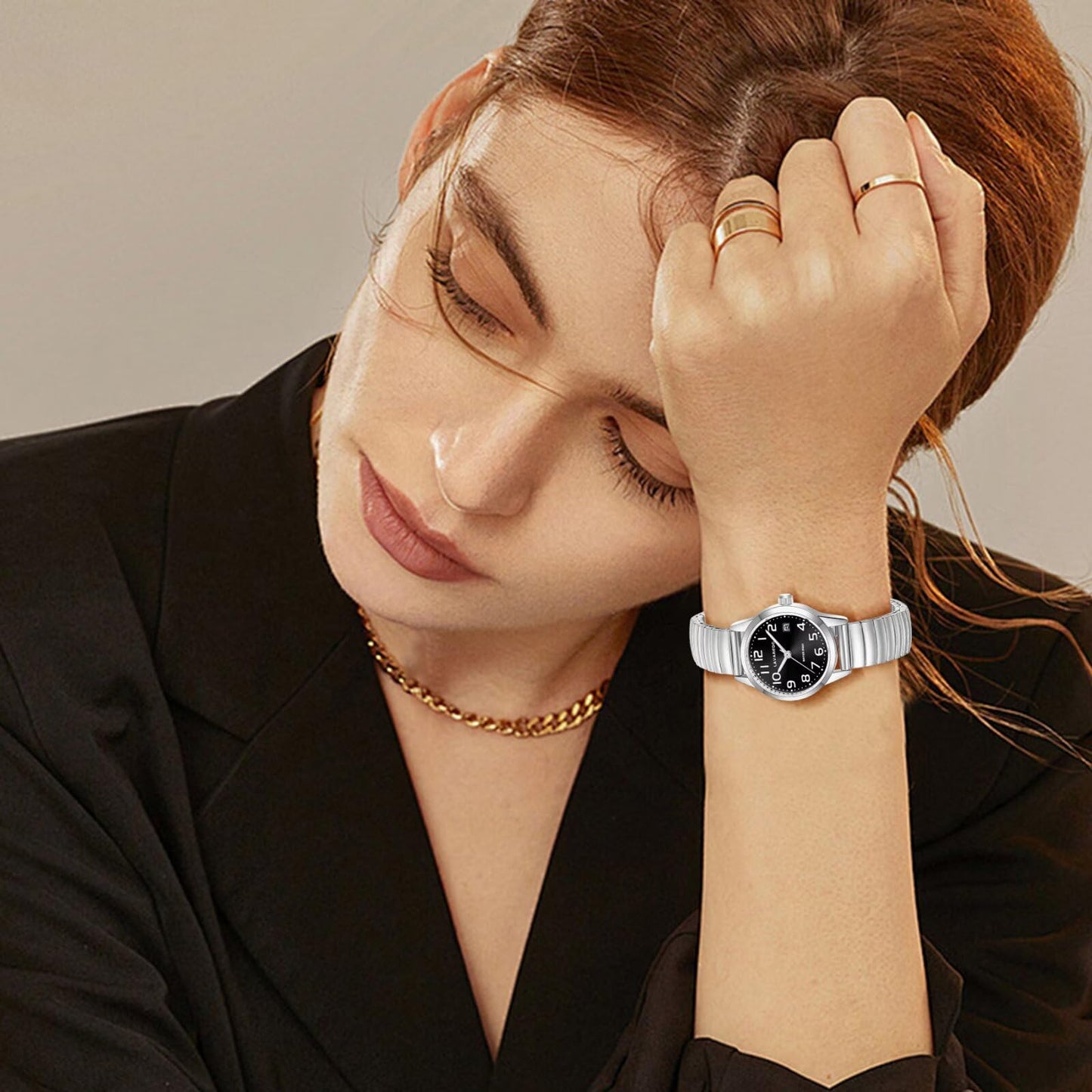 Elegant Gold Watches for Women Small Analog Watch, Waterproof Ladies Watches with Stainless Steel Expansion Band and Luminous Dial - Fashionable Christmas & Birthday Gifts for Women