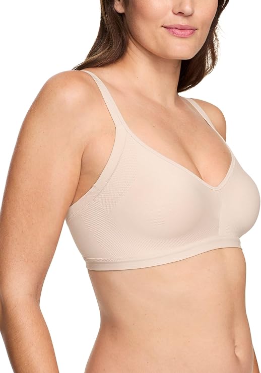 Warners Blissful Benefits Underarm-Smoothing With Seamless Stretch Wireless Lightly Lined Bra, Butterscotch, X-Large (Clearance)