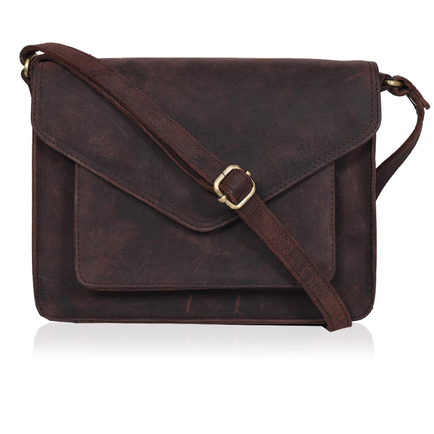 Leather Flapover Crossbody Handbag Purse for Women with Adjustable Strap & Overflap Snap Closure Tote/Bag