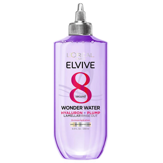 L'Oreal Paris Elvive Hyaluron Plump Flash Hydration Wonder Water Hair Rinse, 8 Second Hydrating Hair Care Treatment for Soft, Shiny Hair, 6.8 Fl Oz