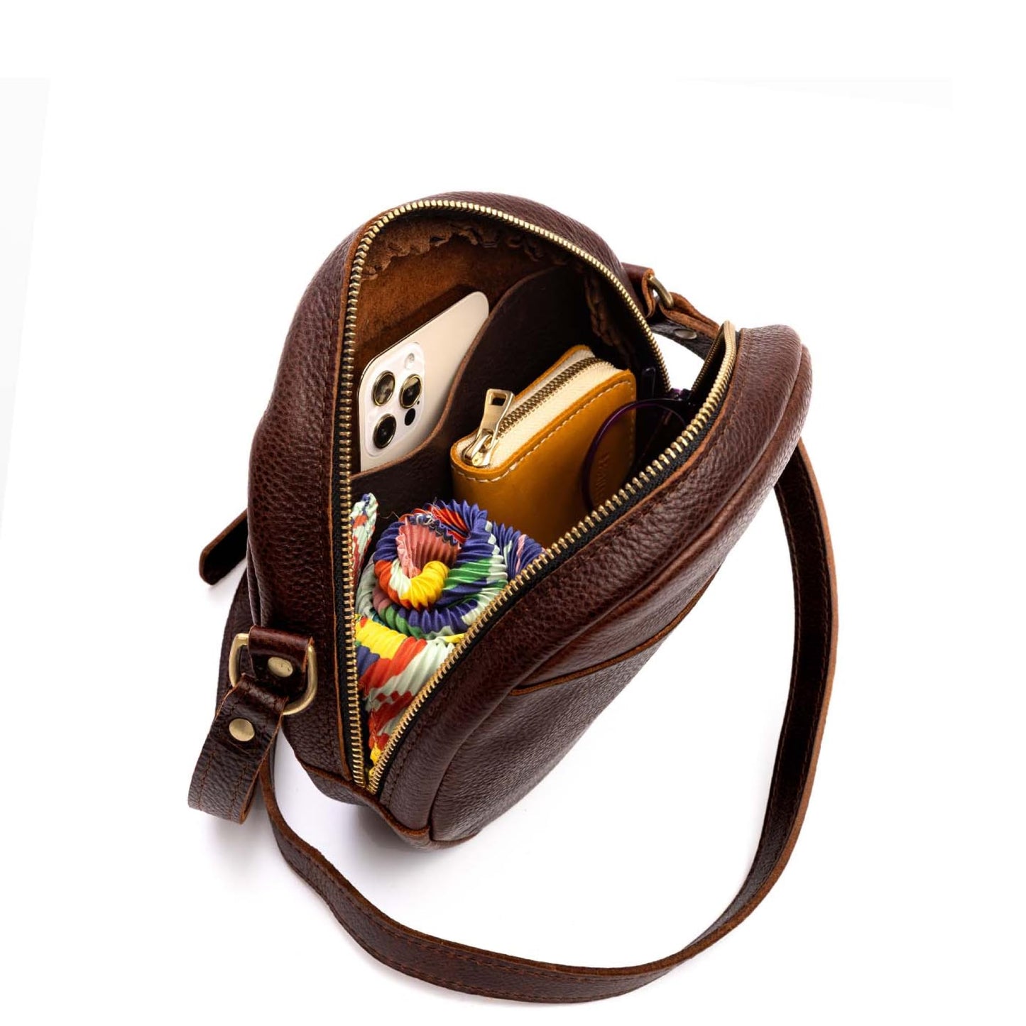 Portland Leather Goods Circle Crossbody Bag for Women – Handmade from the Finest Full-Grain Hides